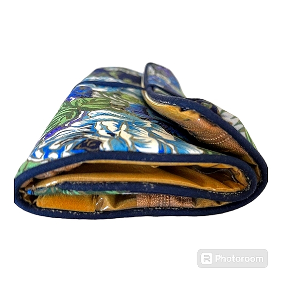 TED LAPIDUS BLUE FLORAL TRAVEL COSMETIC & JEWELRY ORGANIZER WALLET EUC - Picture 7 of 15